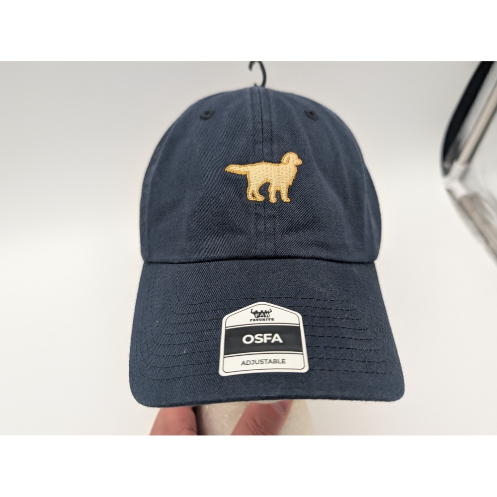 Fan Favorite Navy Blue Golden Retriever Dog Embroidered Adjustable Baseball Hat
